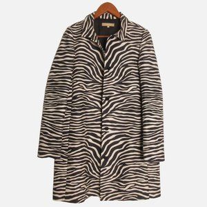 Michael Kors Italy Women's Navy & Cream Zebra Print Trench Coat - Size 4